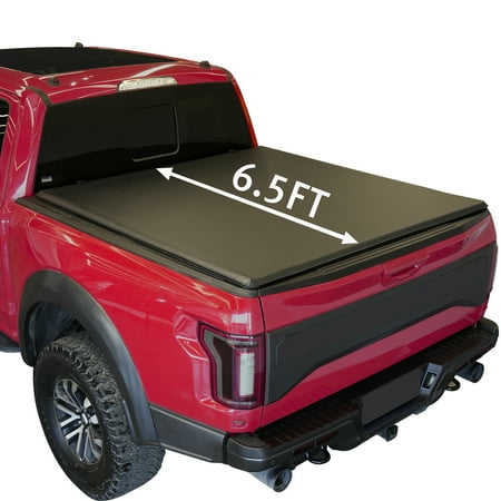 XTWEEX Soft Roll Up Truck Bed Tonneau Cover Fits 1997-2003 Ford F-150 & 2004 F150 Heritage Styleside/Fleetside 6.5 ft Bed Black