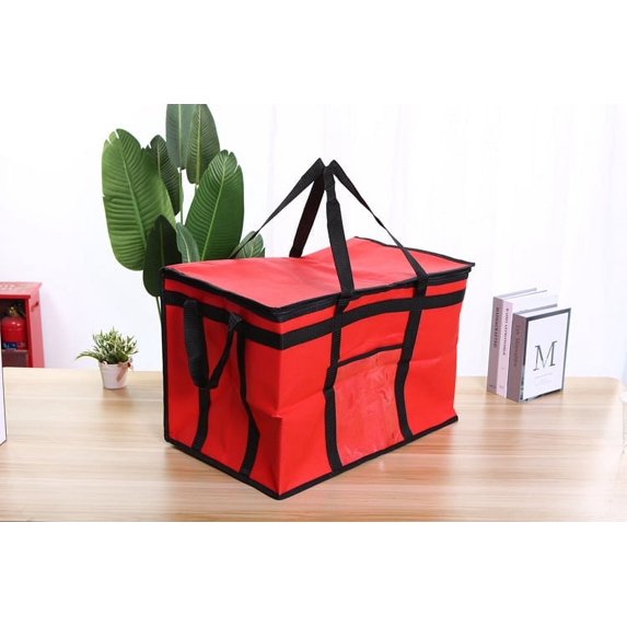 XTfwl Extra Large Foldable, Insulated Nonwovens Refrigerated Bag, Can Keep Food Hot And Cold, Ideal Choice For Catering And Grocery Transportation, Red, 1-Piece