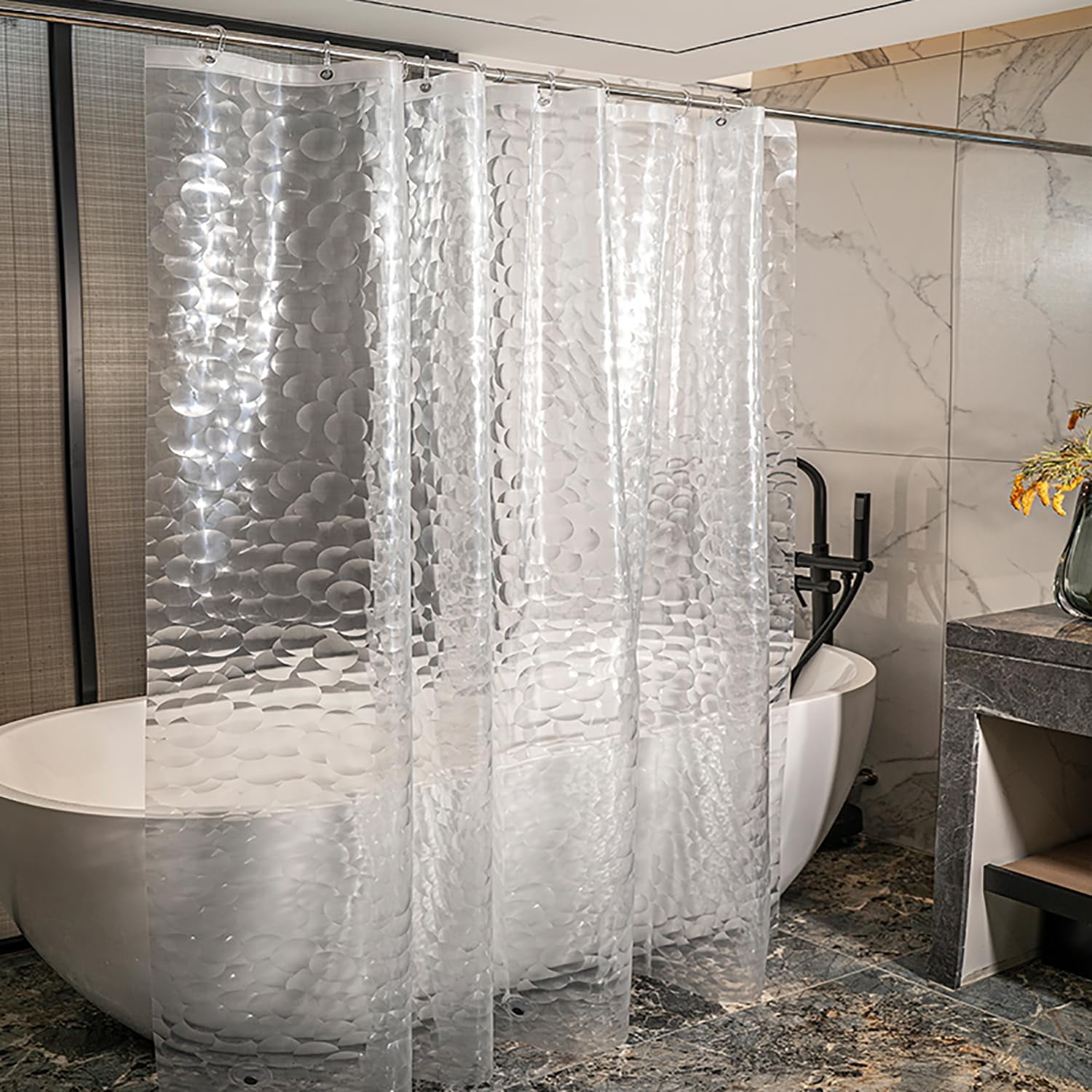 XUANCO-Shower Curtain Liner, 100% Waterproof EVA Shower Curtains with 3 ...