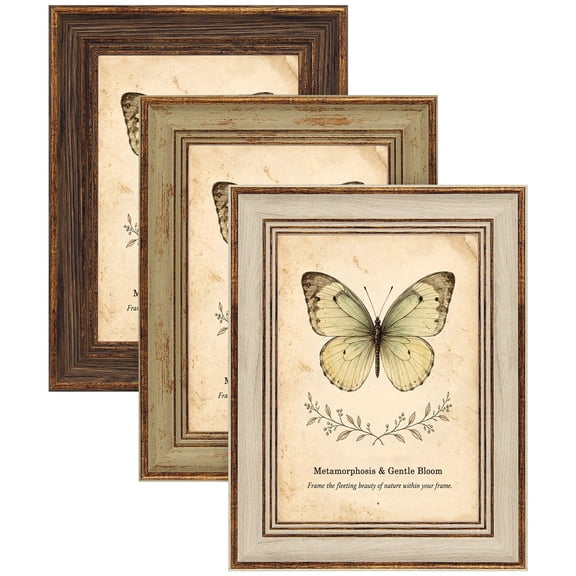 XUANLUO 3 Pack 57 Inch Farmhouse Rustic Picture Frame Sets Distressed Farmhouse Plastic Frame for Wall Mount or Tabletop Display