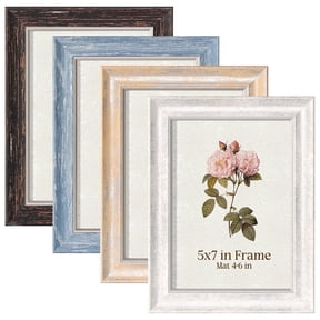 XUANLUO 5x7 Picture Frames Set of 4, Rustic Farmhouse Photo Frame ,5x7 without Mat or 4x6 with Mat for Wall or Tabletop Display Home Office Gift