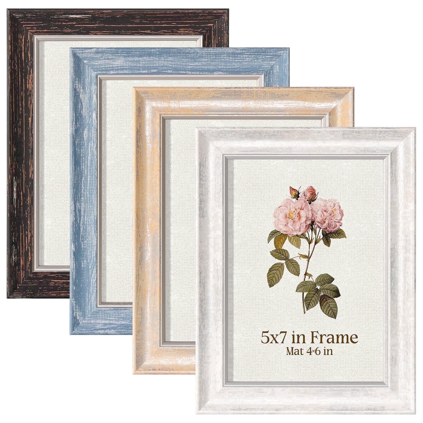 XUANLUO 5x7 Picture Frames Set of 4, Rustic Farmhouse Photo Frame ,5x7 ...