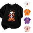 thumbnail image 1 of XUANTAOO Boys Girls Short Sleeve T Shirts Funny Pattern Black Pumpkin Ghost Print Tee Halloween Shirt Girls Boys 9-10 Years, 1 of 5