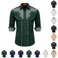 thumbnail image 1 of XUANTAOO Boys Western Shirt Short Sleeve Cotton Button Down Shirts Classic 6-7 Years Button Down Shirt Boys, 1 of 4