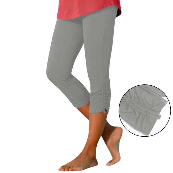XUANTAOO Capri Leggings For Women 2026 Casual Elastic Design Knee Length Legging Summer Capri Pants Women'S Casual Pants & Capris Grey Capri For Women
