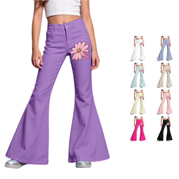 XUANTAOO Girl Uniform Flare Leg Pants Casual Back to School Outfits for Girls Girls Uniform Pants Size 5-6 Years