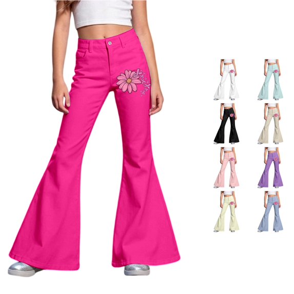 XUANTAOO Girls Flare Uniform Pants Formal Back to School Clothes for Girls Pants for Girls 5-6 Years