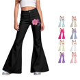 thumbnail image 1 of XUANTAOO Girls School Uniform Pants Flare Leggings with Pockets Fashion Girls Back to School Clothes Pants for Girls 7-8 Years, 1 of 4