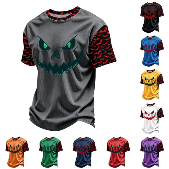 XUANTAOO Halloween Shirt for Kids Cute Print Grey Ghost Pumpkin Graphic Tee Boys Girls Size 5-6 Years Clothes