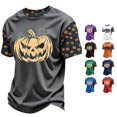 thumbnail image 1 of XUANTAOO Halloween T Shirts for Kids Cute cartoon style Grey Pumpkin Ghost Graphic Tee Boys Girls Halloween Shirt Size 7-8 Years, 1 of 5