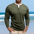 thumbnail image 1 of XUANTAOO Mens Shirt Long Sleeve Button Down Crewneck Henley Shirts Basic Green Tshirt with Button Mens Workout Shirts, 1 of 6