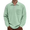 thumbnail image 1 of XUANTAOO Polo Shirts for Men Long Sleeve Corduroy Quarter Zipper Polo Tees Lightweight Green Clothes for Men, 1 of 5