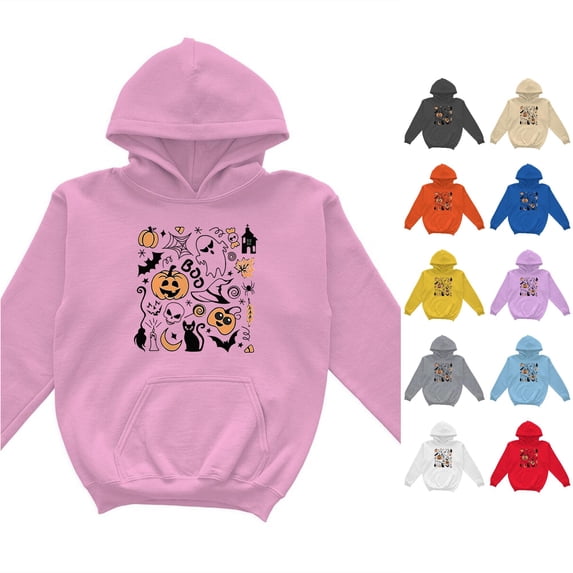 XUANTAOO Boys Girls Halloween Sweatshirt Cute Party Tops Long Sleeves Hoodies Pullover Fall Winter Sweatshirt Cute Clothes for Girls Boys 13-14 Years