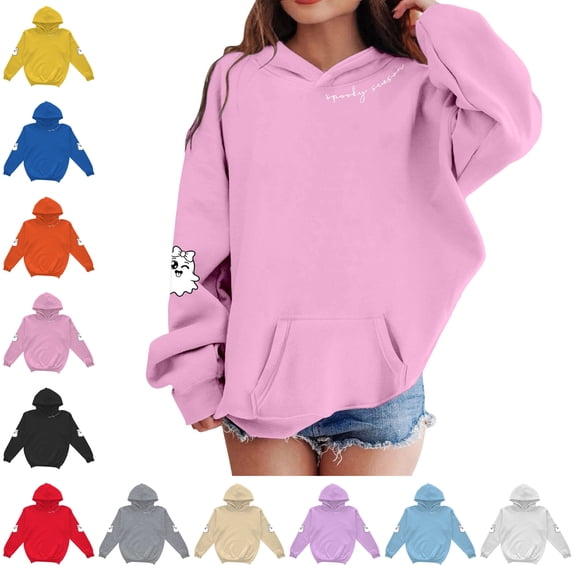 XUANTAOO Toddler Boys Girls Halloween Sweatshirt Cute cartoon style Long Sleeve Hooded Pullover Fashion Sweatshirt Boys Girls Sweatshirts Size 1-2 Years