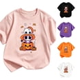 thumbnail image 1 of XUANTAOO Toddler Halloween T Shirt Funny Pattern Pink Pumpkin Ghost Graphic Tee Halloween Shirt Girls Boys 7-8 Years, 1 of 5