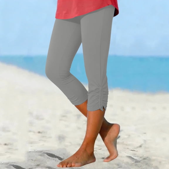 XUANTAOO Women Capri Leggings 2026 Casual Elastic Design Knee Length Trousers Summer Women'S Capri Pants Lightweight Summer Pants Women Grey Capri Pants For Women