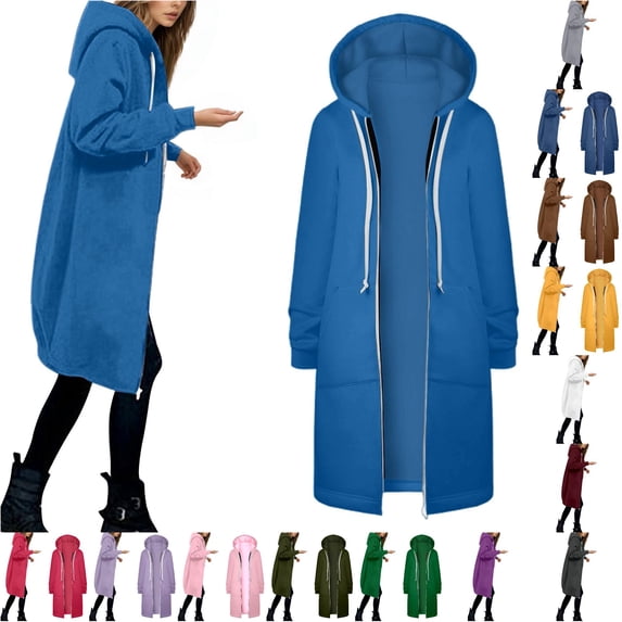 XUANTAOO Women Zip Up Hoodie Layering Jacket with Pockets Long Sleeve Tops Loose Spring Wear Womens Sweatshirts