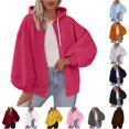 thumbnail image 1 of XUANTAOO Womens Zip Up Hoodie Hooded Workout Jacket Top Long Sleeve Coats Casual Fall Winter Outfit Fashion Clothing, 1 of 8