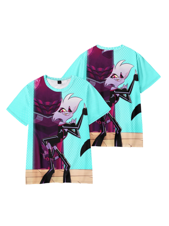 XUANXIAOJIANG Hazbin Hotel Angel Dust T-shirt Unisex Cotton Short Sleeved Shirt- Comfortable Casual Wear for Everyday Fashion