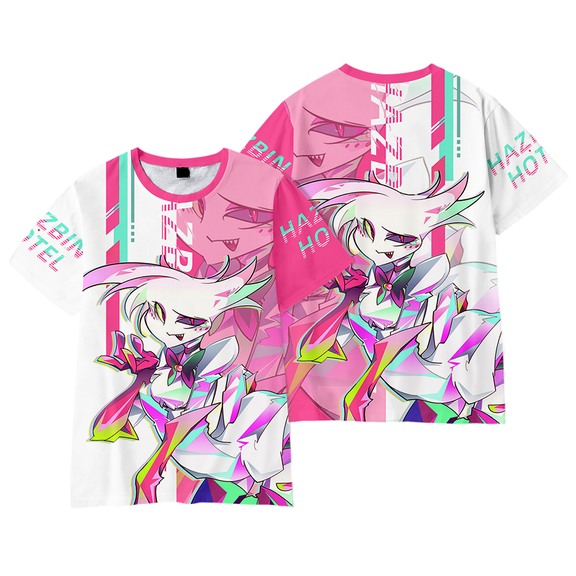 XUANXIAOJIANG Hazbin Hotel Angel Dust T-shirt Unisex Cotton Short Sleeved Shirt- Comfortable Casual Wear for Everyday Fashion