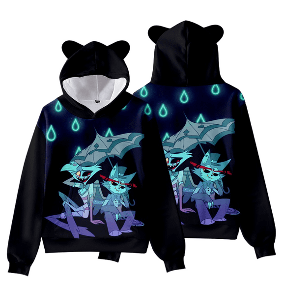 XUANXIAOJIANG Hazbin Hotel Cat Ear Nostalgic Street Fashion Hoodie Women's Short Sportswear Soft Comfort Fabric Elegant Casual Style