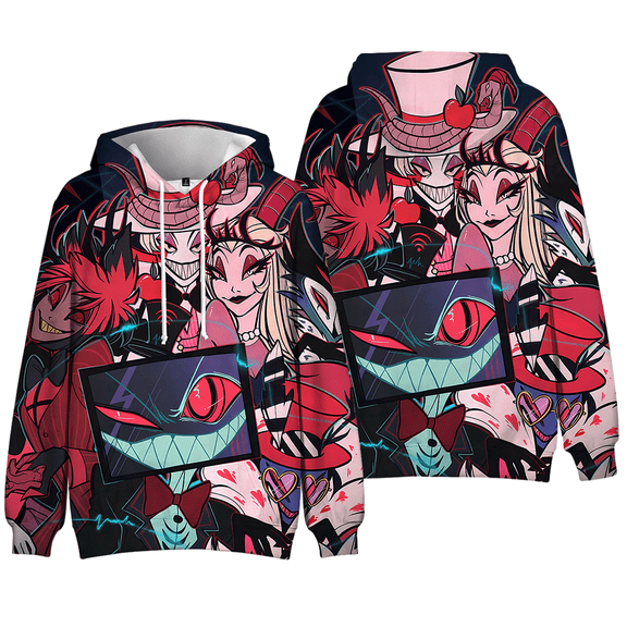 XUANXIAOJIANG Hazbin Hotel Character Collection Hoodie Oversized Hoodie for Men/Women - Long Sleeves, Casual & Fashionable, Comfortable Fit, Daily Wea