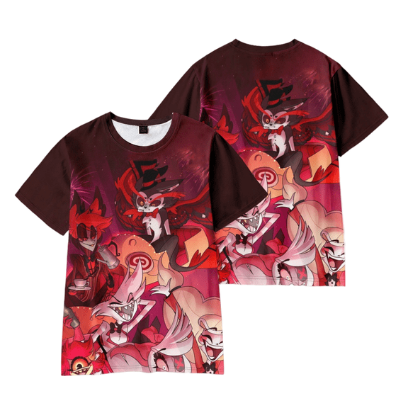 XUANXIAOJIANG Hazbin Hotel Character Collection Merch T-shirt Unisex Cotton Short Sleeved Shirt- Comfortable Casual Wear for Everyday Fashion