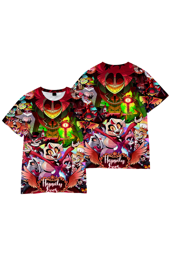 XUANXIAOJIANG Hazbin Hotel Character Collection Merch T-shirt Unisex Cotton Short Sleeved Shirt- Comfortable Casual Wear for Everyday Fashion