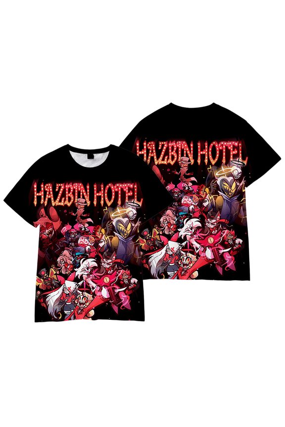 XUANXIAOJIANG Hazbin Hotel Character Collection Merch T-shirt Unisex Cotton Short Sleeved Shirt- Comfortable Casual Wear for Everyday Fashion