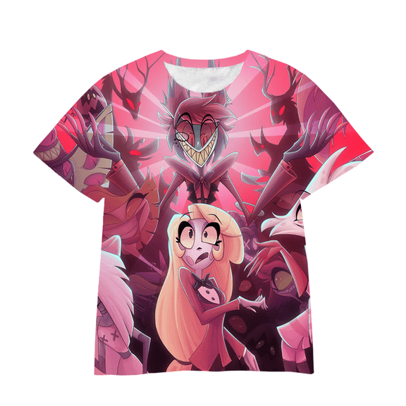 XUANXIAOJIANG Hazbin Hotel Character Collection Merch T-shirt Unisex Cotton Short Sleeved Shirt- Comfortable Casual Wear for Everyday Fashion