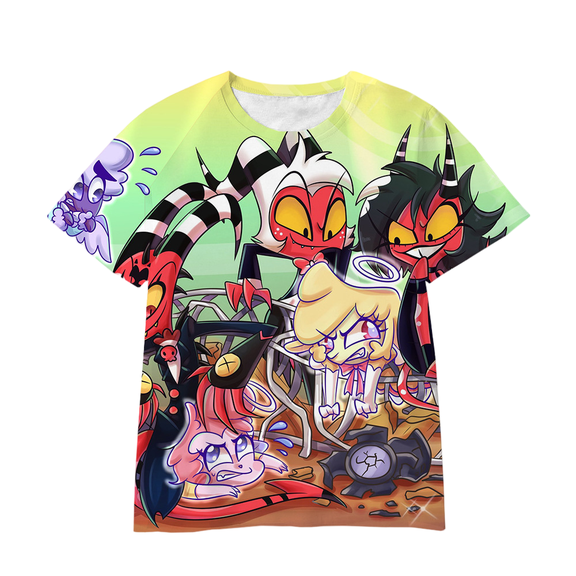 XUANXIAOJIANG Hazbin Hotel Character Collection Merch T-shirt Unisex Cotton Short Sleeved Shirt- Comfortable Casual Wear for Everyday Fashion