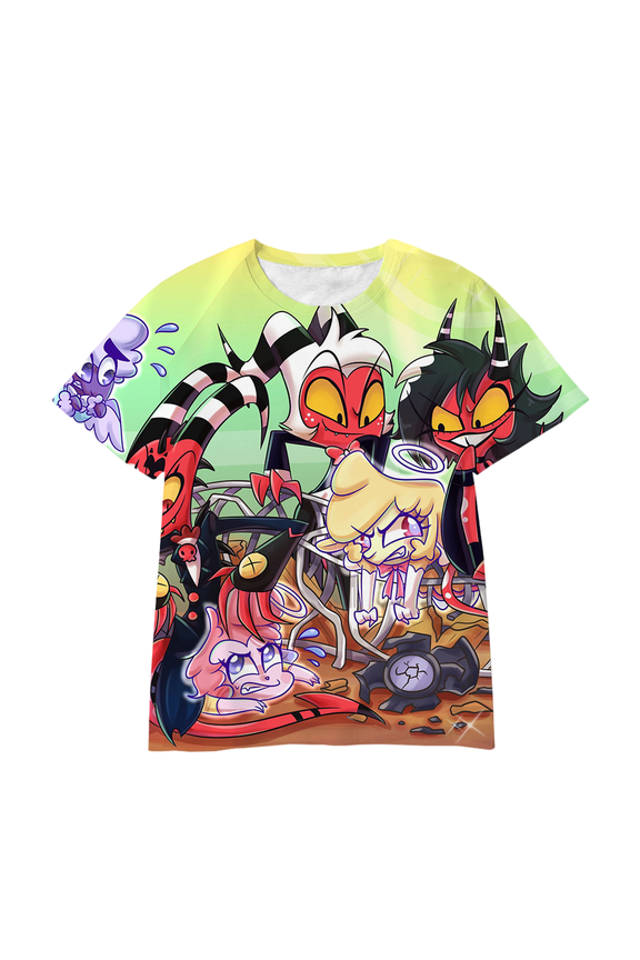 XUANXIAOJIANG Hazbin Hotel Character Collection Merch T-shirt Unisex Cotton Short Sleeved Shirt- Comfortable Casual Wear for Everyday Fashion