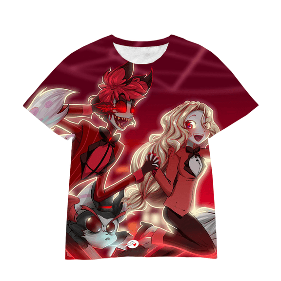 XUANXIAOJIANG Hazbin Hotel Charlie Morningstar T-shirt Unisex Cotton Short Sleeved Shirt- Comfortable Casual Wear for Everyday Fashion