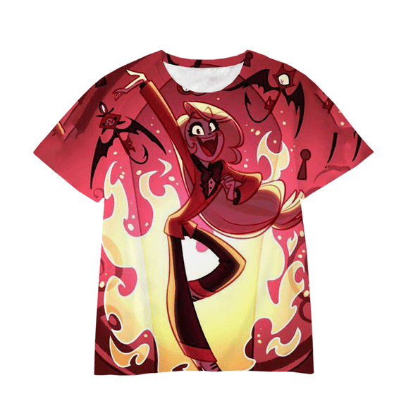 XUANXIAOJIANG Hazbin Hotel Charlie Morningstar T-shirt Unisex Cotton Short Sleeved Shirt- Comfortable Casual Wear for Everyday Fashion