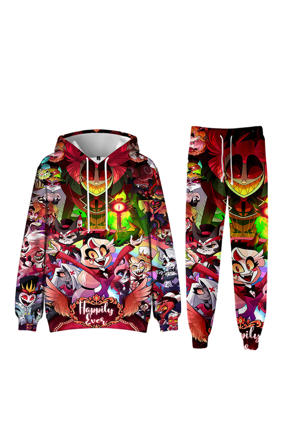 XUANXIAOJIANG Hazbin Hotel Hoodie Comfortable Streetwear Hoodie Pants Bundle - Modern Casual Outfit for All Seasons