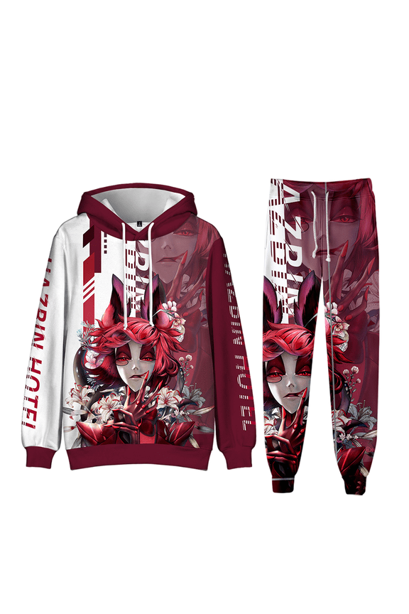 XUANXIAOJIANG Hazbin Hotel Hoodie Comfortable Streetwear Hoodie Pants Bundle - Modern Casual Outfit for All Seasons