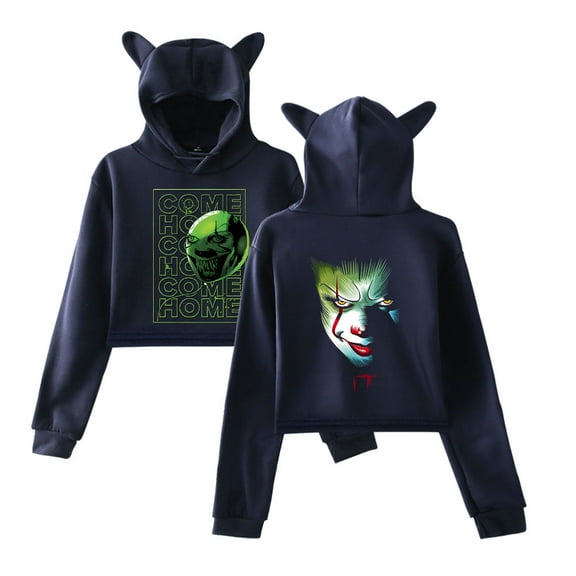 XUANXIAOJIANG Welcome to Derry Cat ear hoodie fashion trend women's short hoodie sportswear