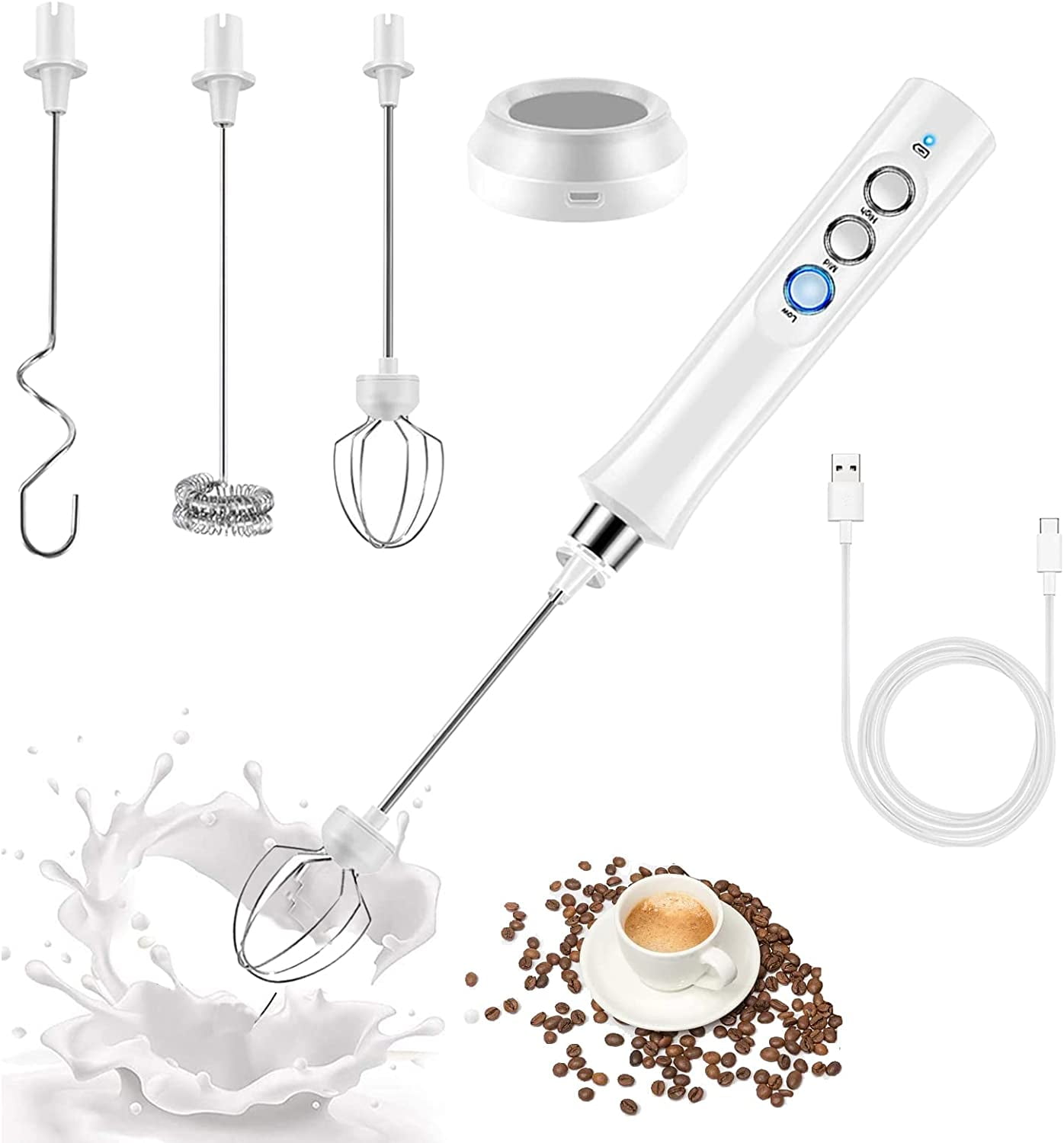 XUANYI 3 In 1 Rechargeable Electric Milk Frother Usb Milk Foam Egg