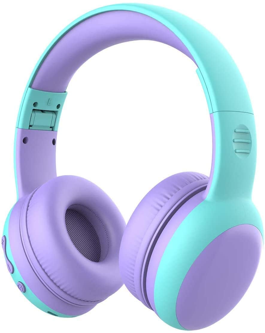 Headphones Bluetooth Wireless/Wired Kids Volume Limited 85 /110dB Over Ear  Foldable Protection Headset with AUX 3.5mm Mic for Boys Girls School Pad