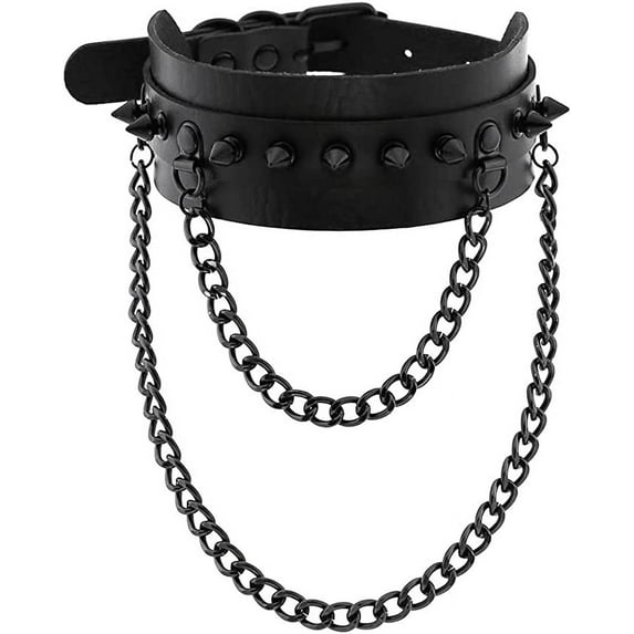 XUANYI-Punk Leather Gothic Necklace Adjustable Rock PU Leather Necklace