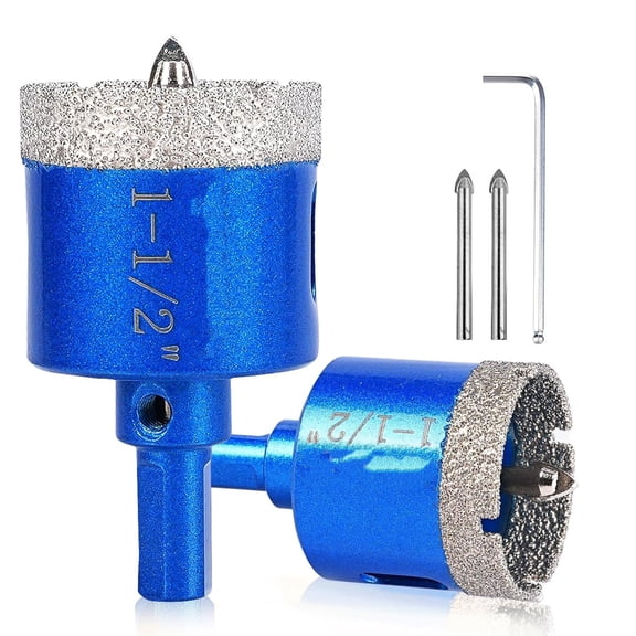 XUBIYM 1-1/2 Inch Diamond Hole-Saw Bits with Pilot Drill Bit 38Mm Tile Hole Saws | Engineered for Works Wet Or Dry,Good Diamond Grit Coverage,Versatile Use,Replaceable Pilot Bits