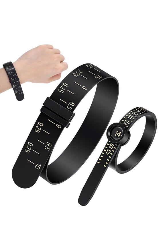 2 Pcs Bracelet Sizer,Ring Measurer and Ring Sizer Adjustable Wrist & Finger Measure Tape with Accurate Sizing for Women & Men Ring Measurer and Ring Sizer(Black)