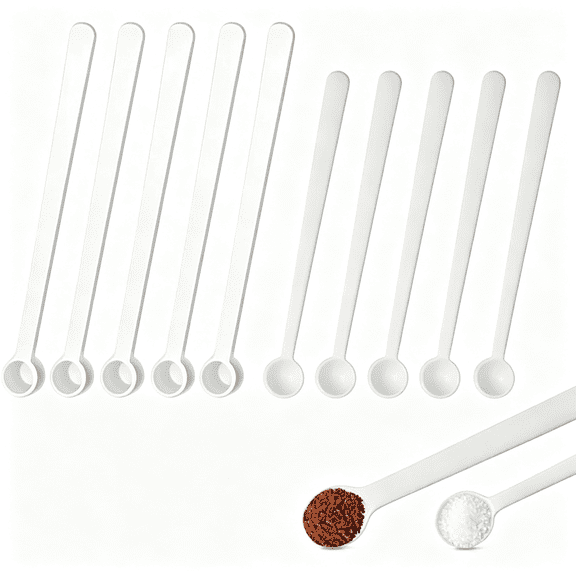 XUBIYM 20 Pack White Teaspoon Micro Scoops Mini Measuring Spoons, 0.15Ml and 0.25Ml, Reusable Plastic Long Handle Lab Spatula, Tiny Dispenser for Deep Bottles Cosmetics Powders Glitter