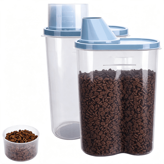 XUBIYM 2Pcs 2Lb/2.5L Pet Food Storage Container with Measuring Cup,Can ...