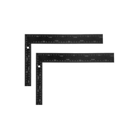 XUBIYM 2Pcs 8X12 Inch Black Carpenter Square, Stainless Steel L-Shape Framing Tool with Imperial/Metric Scales for Woodworking Roofing Layout Right Angle Ruler