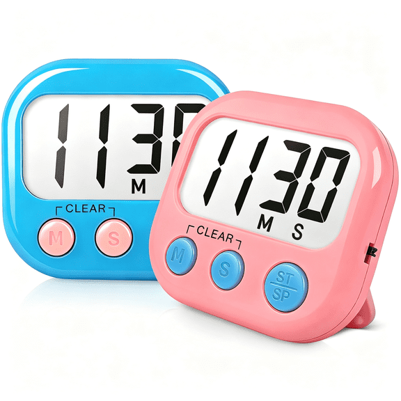 XUBIYM 2Pcs Classroom Timers for Teachers Kids Large Magnetic Digital Timer Blue Pink,Large Screen,Strong Magnetic,Loud Alarm,Teacher Supplies Timer for Kids