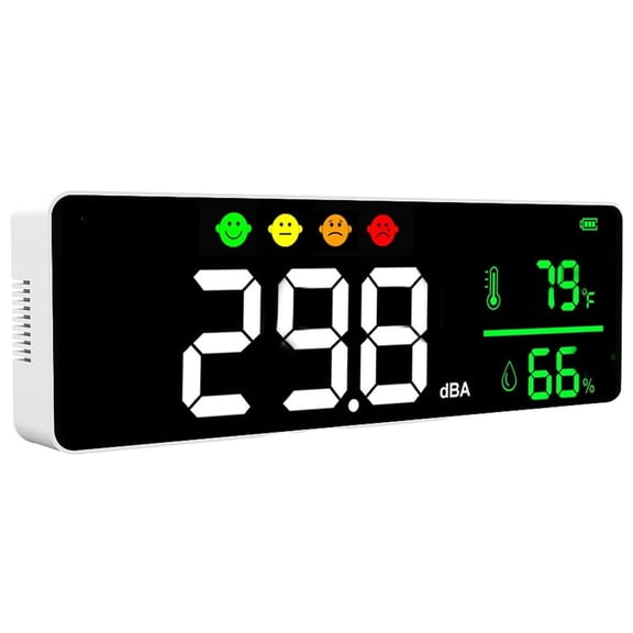 XUBIYM 3 in 1 Sound Decibel Meter, 30-130 Db Sound Level Reader, Temperature/Humidity Meter, Outdoor Noise Detector, Digital Wall-Mounted Noise Alarm Versatile Decibel Meter Wall