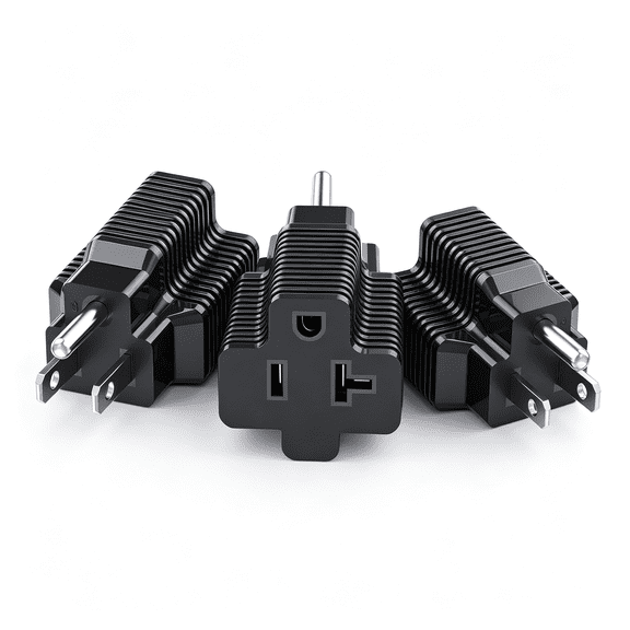 XUBIYM 3-Pack 15 Amp to 20 Amp Plug Adapter,Black Nema 5-15 to 5-20R,T-Blade Outlet Adapter,Grounded Design,Compact Plug Adapter Plug Adapter