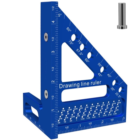 XUBIYM 3D Multi-Angle Aluminum Alloy Woodworking Square Ruler,22.5-90 Degree Protractor,High Precision Miter Triangle Ruler for Engineers,Carpenters,And Craftsmen