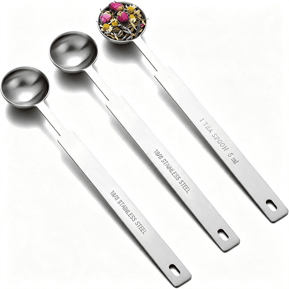 XUBIYM 3Pcs 1 Teaspoon Measuring Spoon,5Ml Stainless Steel 1 Teaspoon Scoop |(1/3 Tbsp,5 Cc,1/6 Oz)Long Handle Tsp Measuring Scoop for Cooking,Baking,Coffee,Spices